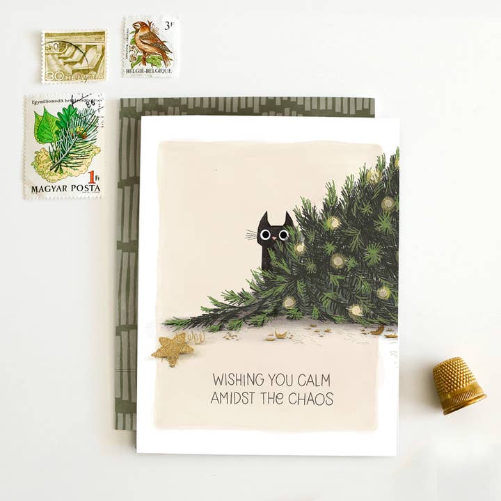 The Noble Paperie - Wholesale Christmas Card - Cat Chaos | Funny Feline Cute Cat Christmas Holiday Card2