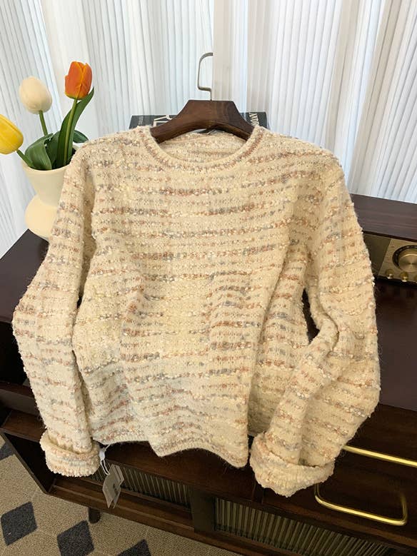 Sweet Stylish Women's Sweater Round Neck Pullover Knit Top for wholesale by Whisper Mint