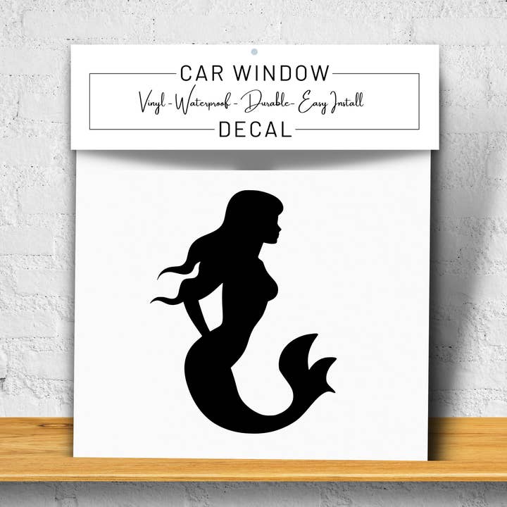 Mermaid Vinyl Window Decal 6" (Black, Retail Packaging) for wholesale by Megabella Creations