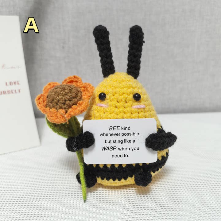 TOMOPOD LLC - Wholesale Stuffed/Plush Toy - Kids & Baby - Adorable Handmade Crochet Bee With Sunflower