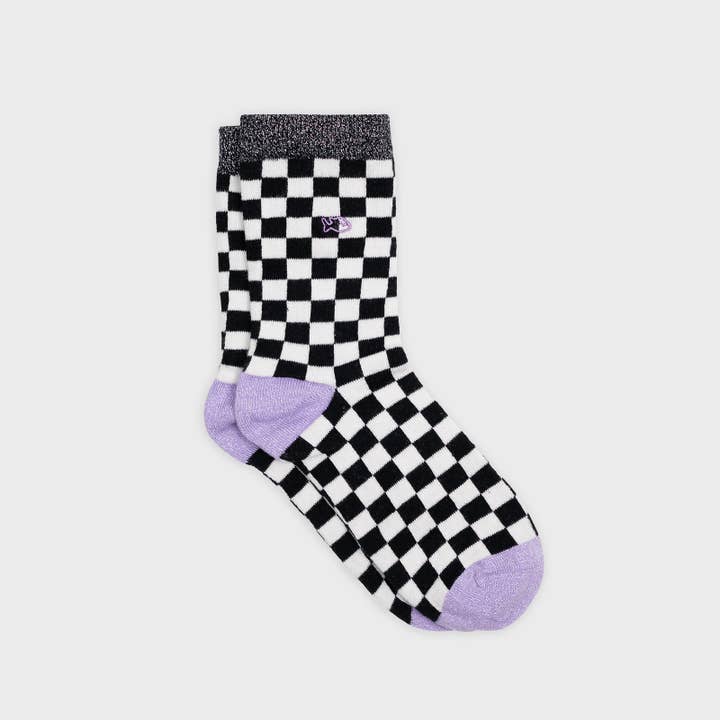 BILLYBELT - Venta al por mayor Calcetines - Mujer - Calcetines a cuadros - Blanco y negro
