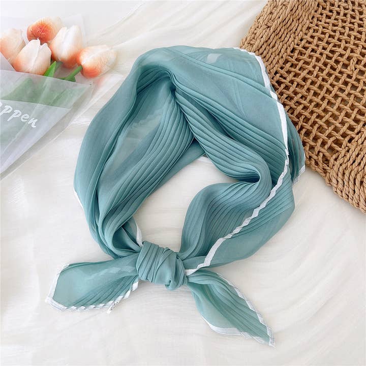 ACCITY - Wholesale Scarf - Women's - 60cm Pleated Sheer Square Scarf for Women_CWASC08497