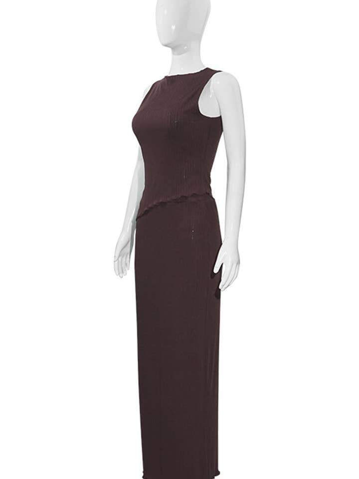 Mccolin - Wholesale Top & Skirt Set - Women's - Asymmetrical Knit Top with Fitted Skirt Set5