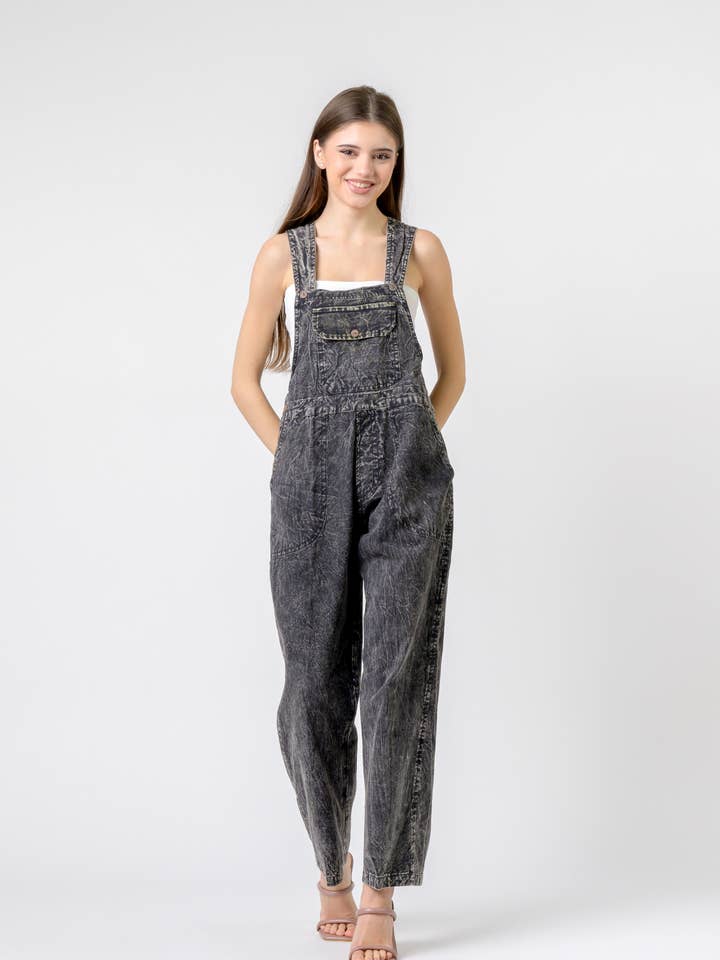 Rhea Plain Jumper, Straight Cotton Jumpsuit with Buttons for wholesale by Rhea