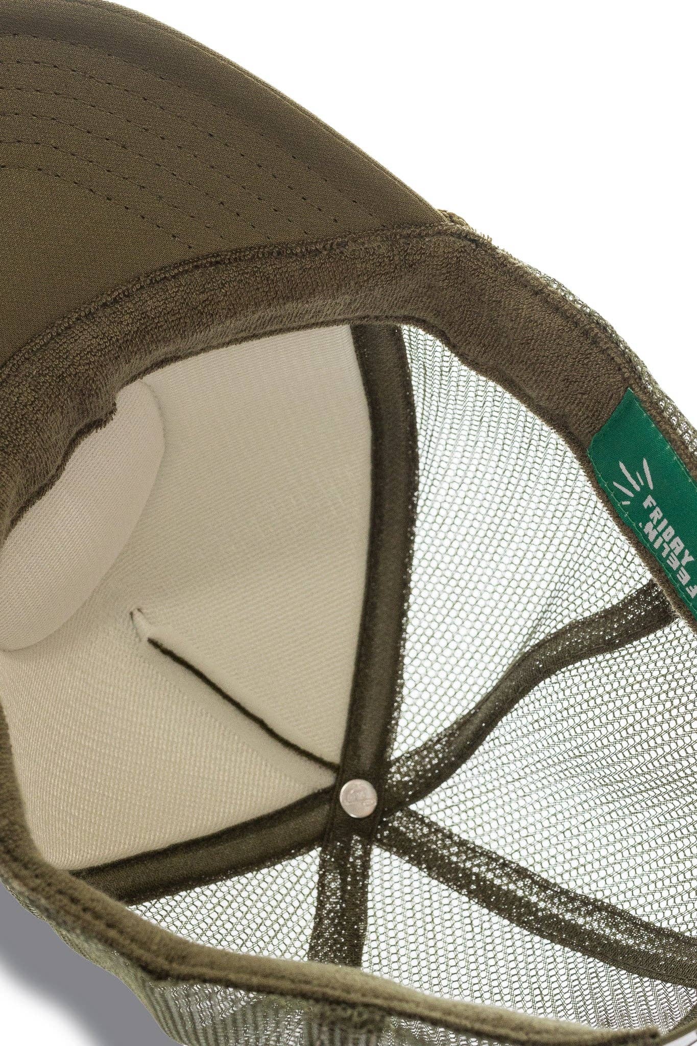 Electric Rainbow Trucker Hat in Olive for wholesale on Faire6