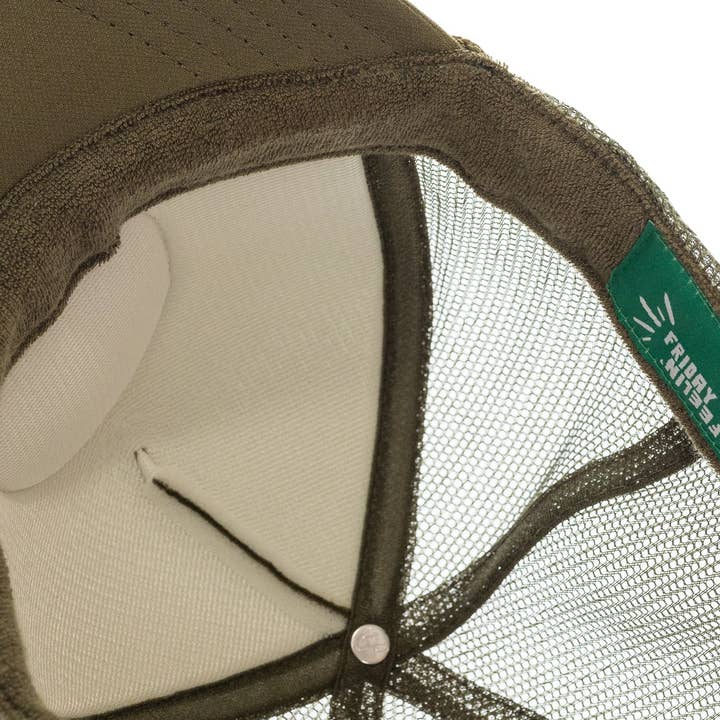 Electric Rainbow Trucker Hat in Olive for wholesale on Faire6