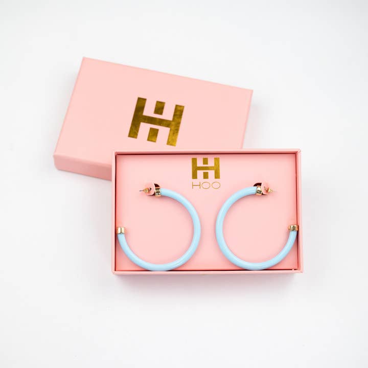 Hoo Hoops - Wholesale Hoop Earrings - Lightweight Large Hoop Earrings - Light Blue2