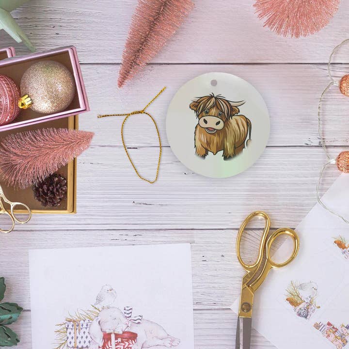 3dRose – Engroshandel Pynt – 3dRose, Sød Højlandskvæg Tegneserie, Ornament5