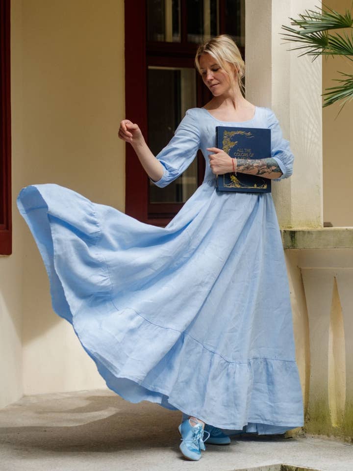 Maxi Carmen Kleid, 3/4 Ärmel für den Großhandel von Son de Flor