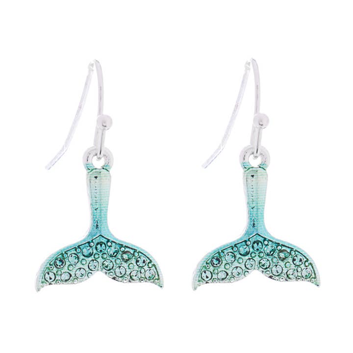 Sensibling Corp. - Wholesale Dangle Earrings - Stone Paved Colored Metal Whale Tale Dangle Earrings
5