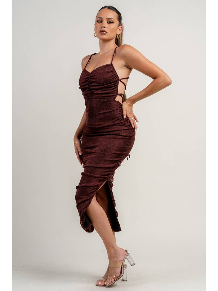 PRIVY - Wholesale Dress - Women's - PD79090BST_METALLIC FISHNET KNIT SWEET HEART LACE UP BACK RUCHING MAXI DRESS6