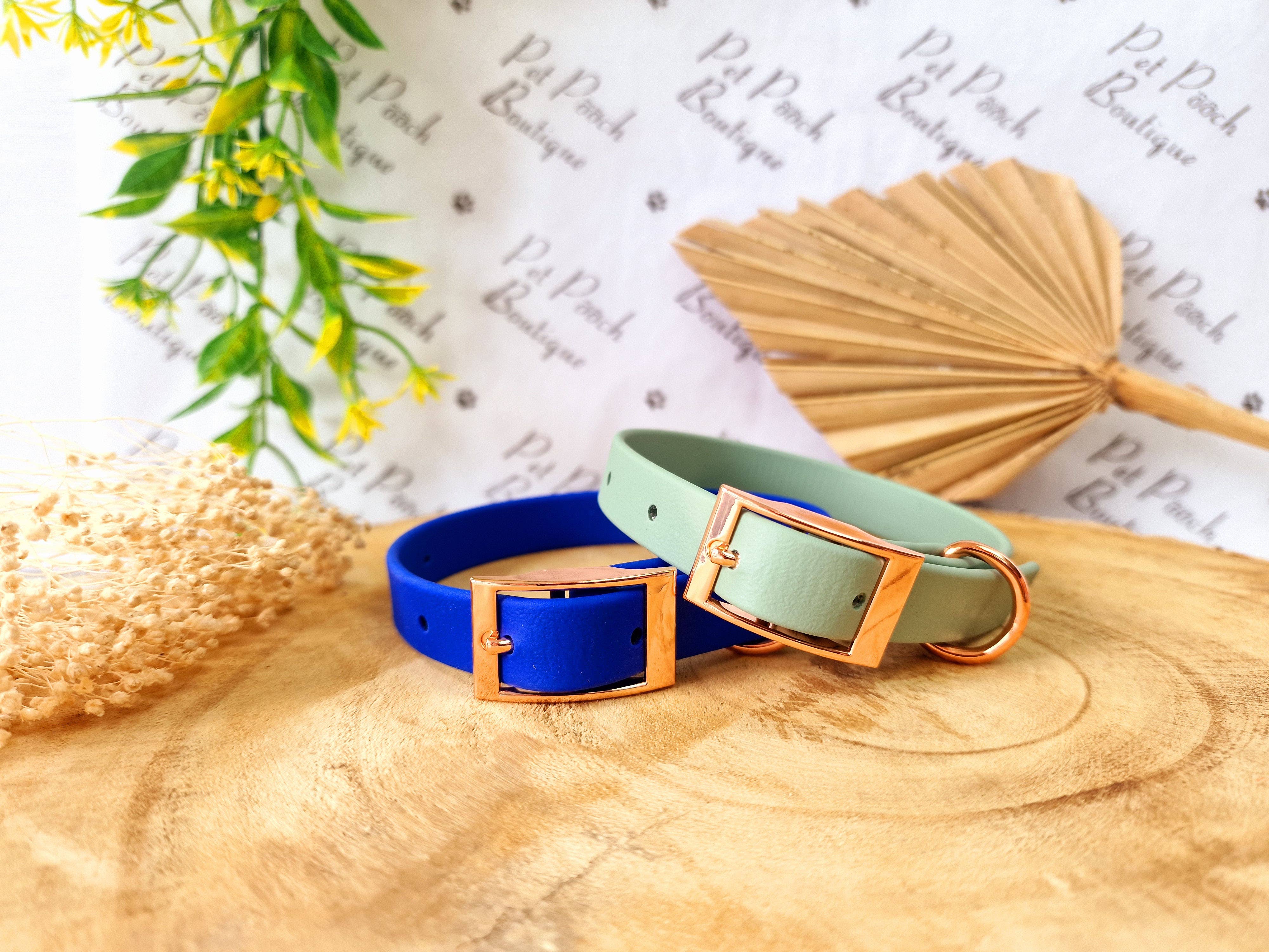 Pet Pooch Boutique - Vente Collier – chien - Collier pour chien en Biothane vert sauge - Accessoires en métal - Fait main4