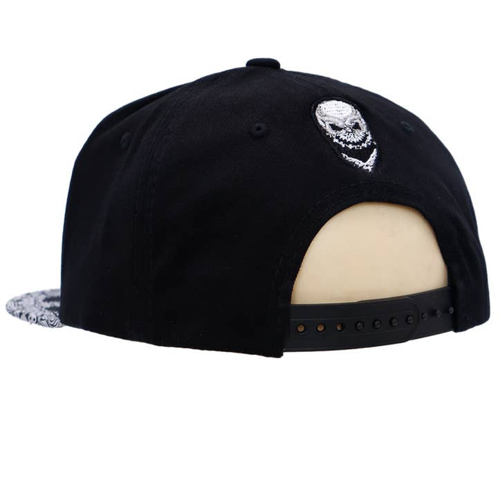 Cap Zone - Wholesale Flat Brim Cap - Men's - Rebel Biker Skull Paisley Bandana Print Snapback2
