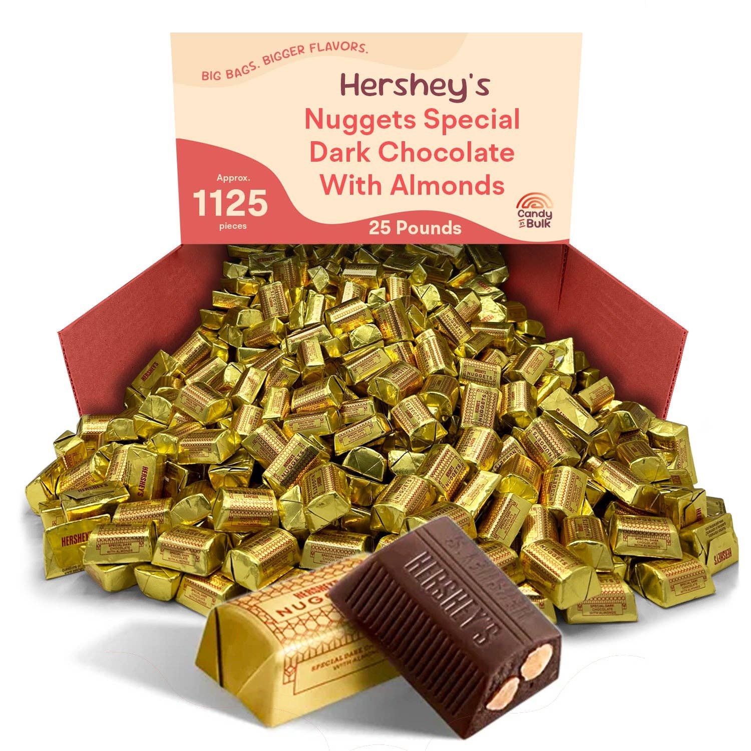 Candy In Bulk - Vente Chocolat - Hershey's Nuggets Chocolat Noir Spécial Doux avec Amandes – Sac Économique en Vrac3