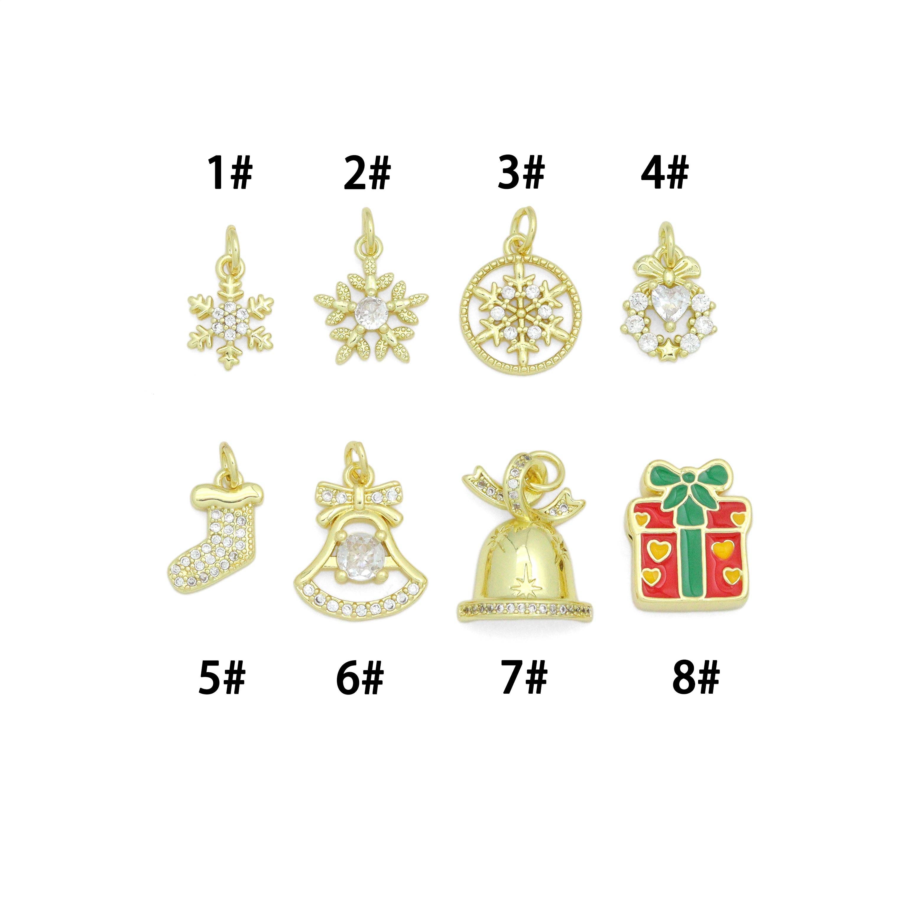 BestBeads&Beyond - Wholesale Individual charm/pendant - Christmas Holiday Charm collection, Christmas Snowflake Bell gift box wreath Charm Pendant, Sku#LK1291