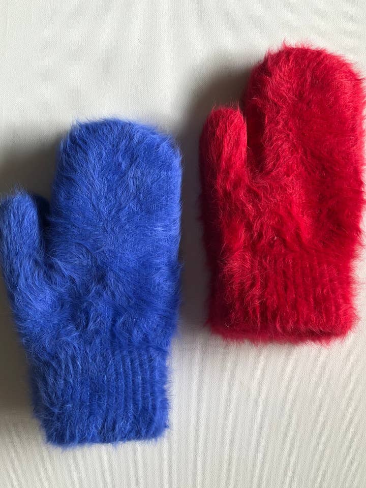 FLUFFY ANGORA MITTENS - crystal brights for wholesale by Billy Bamboo