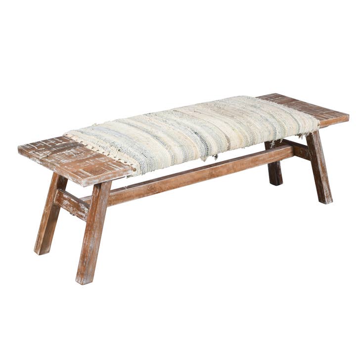 LR Home - Wholesale Bench - Timson Handmade Mango Wood/Chindi Fabric Accent Bench1