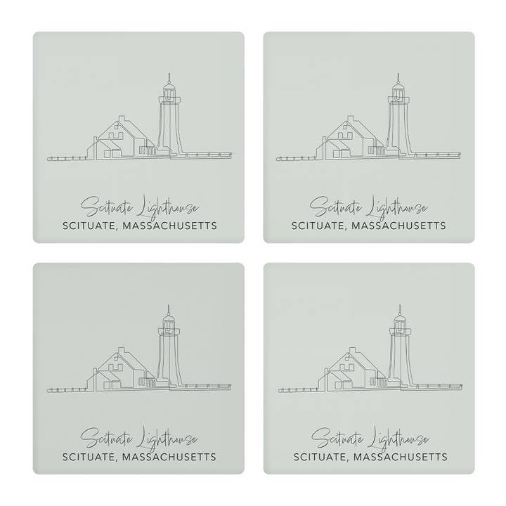 Scituate Lighthouse Muted Coastal | Absorbent Coasters | Set of 4 | Min 2 for wholesale by Love Local