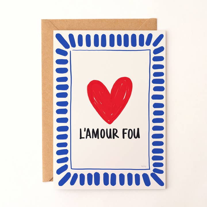L’Amour Fou Wenskaart – Franse Liefdeskaart voor wholesale door Art Prints by Rio Soléy