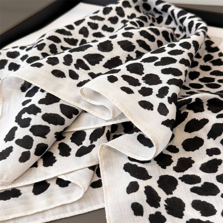 ACCITY - Wholesale Head Scarf - Women's - Vintage Leopard Herringbone Linen Headscarf_CWASC034265