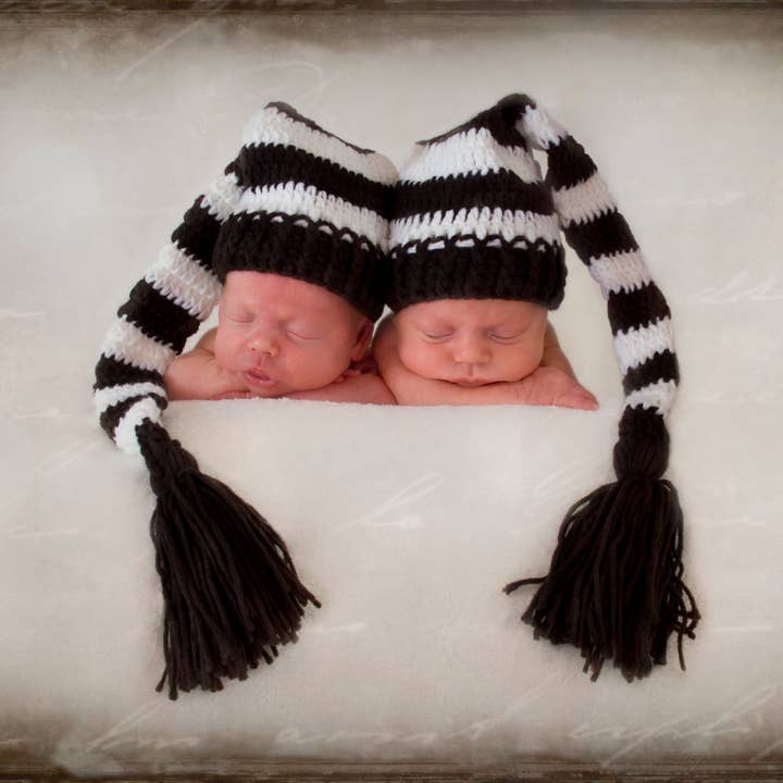 Brown/White Fuzzy Crocheted Handmade Heirloom Baby Gift Hat for wholesale by The Daisy Baby LLC