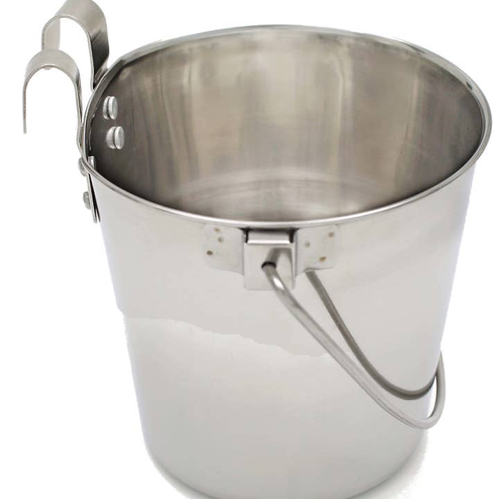 QT Dog, LLC - Wholesale Bucket/Pail - Stainless Steel Flat Sided Bucket with Hooks