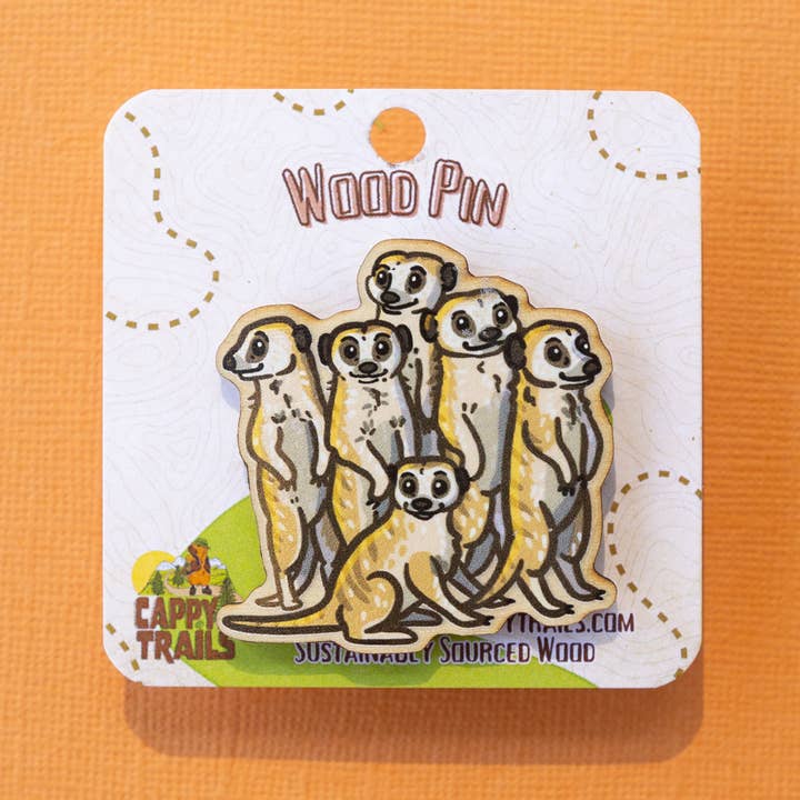 Meerkat Houten Speld voor wholesale door Cappy Trails