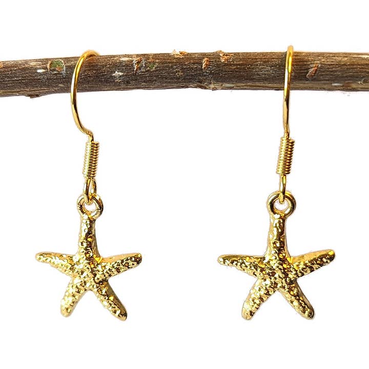 Gold Textured Starfish Earrings for wholesale by Stylish Jewelry Supply