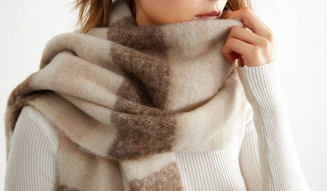 MKS America - Wholesale Scarf - Women's - Colorblocked Striped Couple Shawl Scarf2