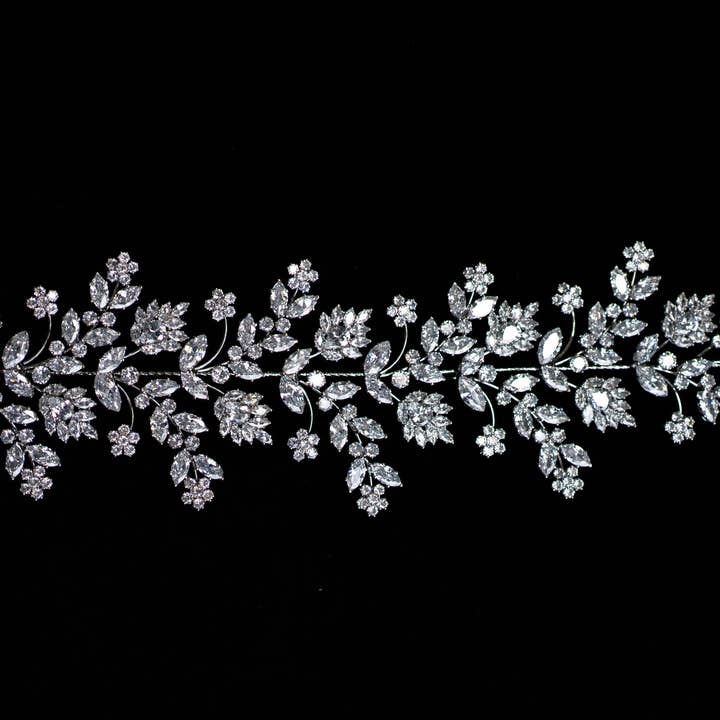 Alina Luxurious Crystal Leaf Hair Clip for wholesale by Brides and Belts