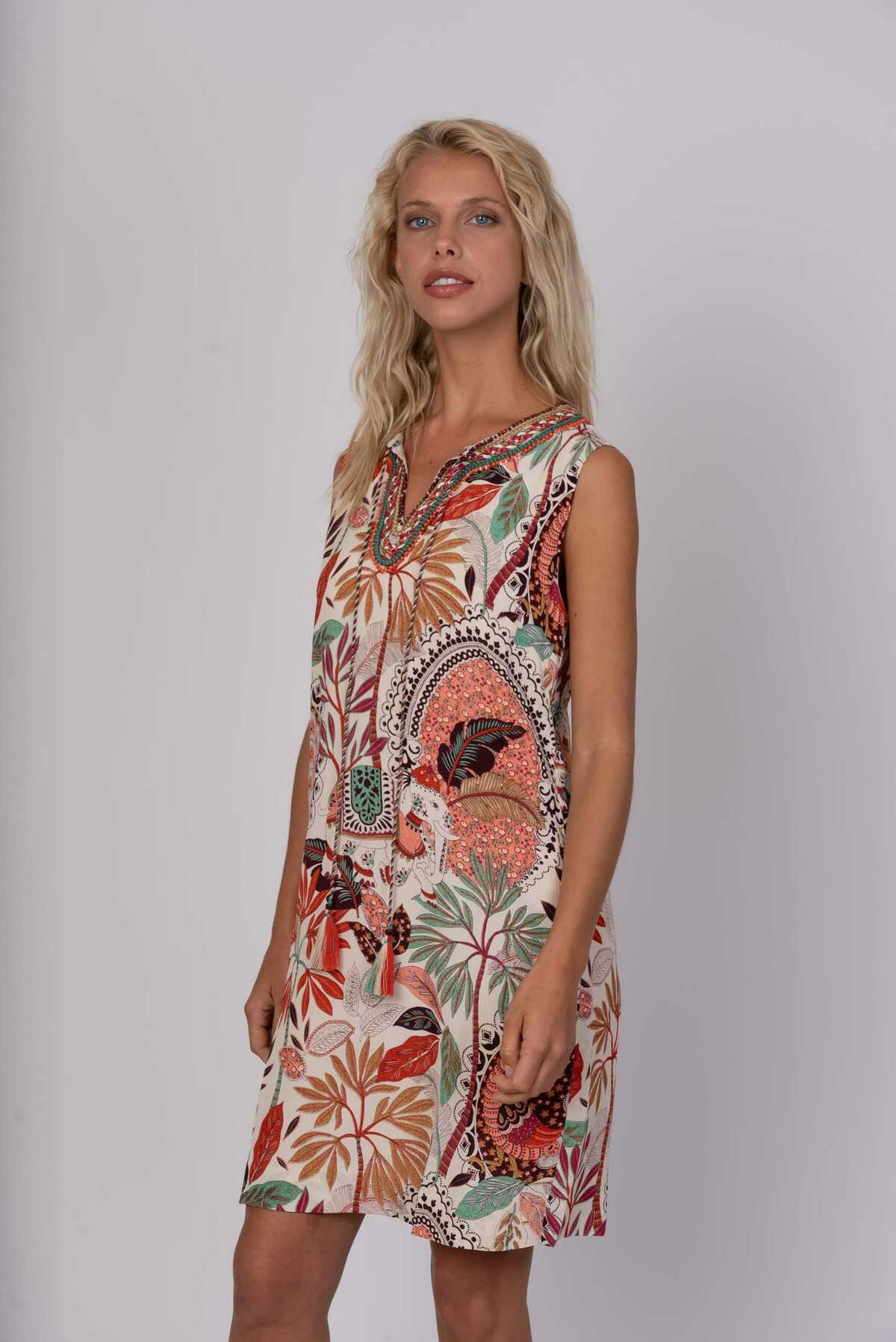 DERHY - Wholesale Dress - Women's - CACHUCHA printed cotton embroidery short dress4