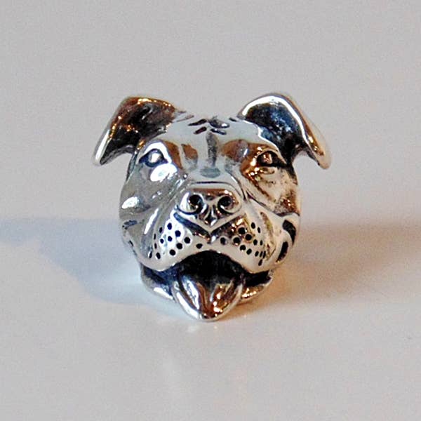 Dog Park Publishing - Wholesale Individual Charm/Pendant - Euro-Style Sterling Silver Smiling Pit Bull Charm
