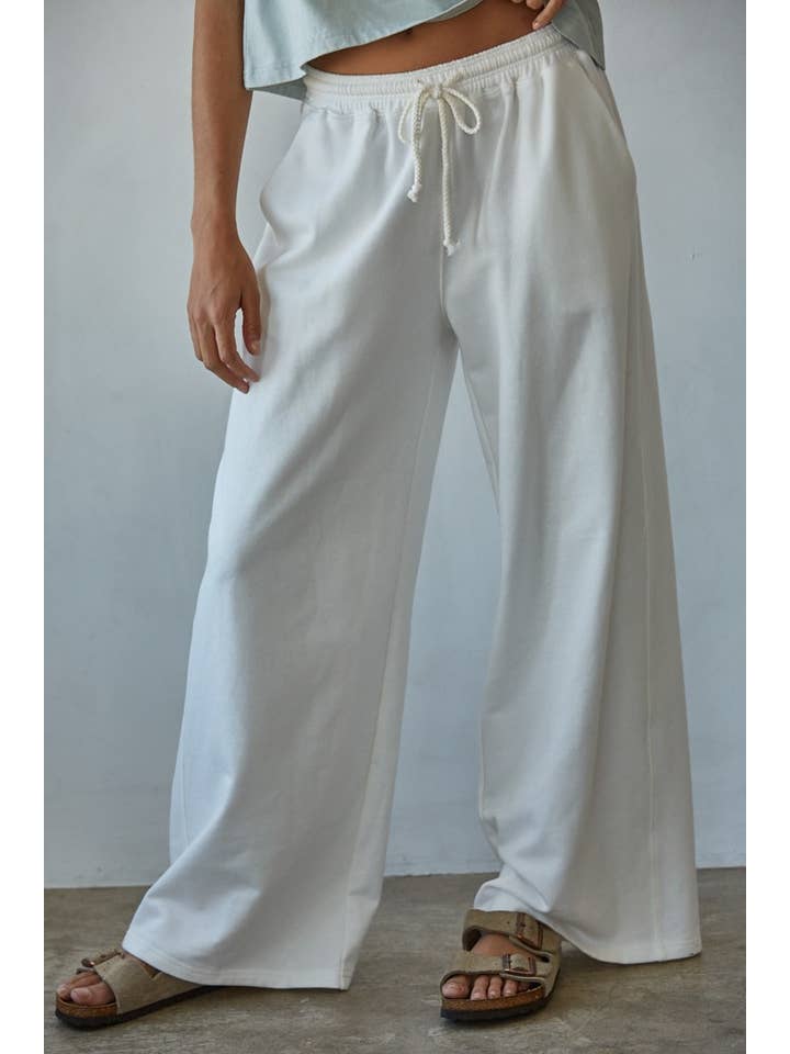 By Together - Wholesale Lounge Sweatpants/Joggers - Women's - L8515 | Knit Cotton French Terry Side Pockets Wide Leg Pants