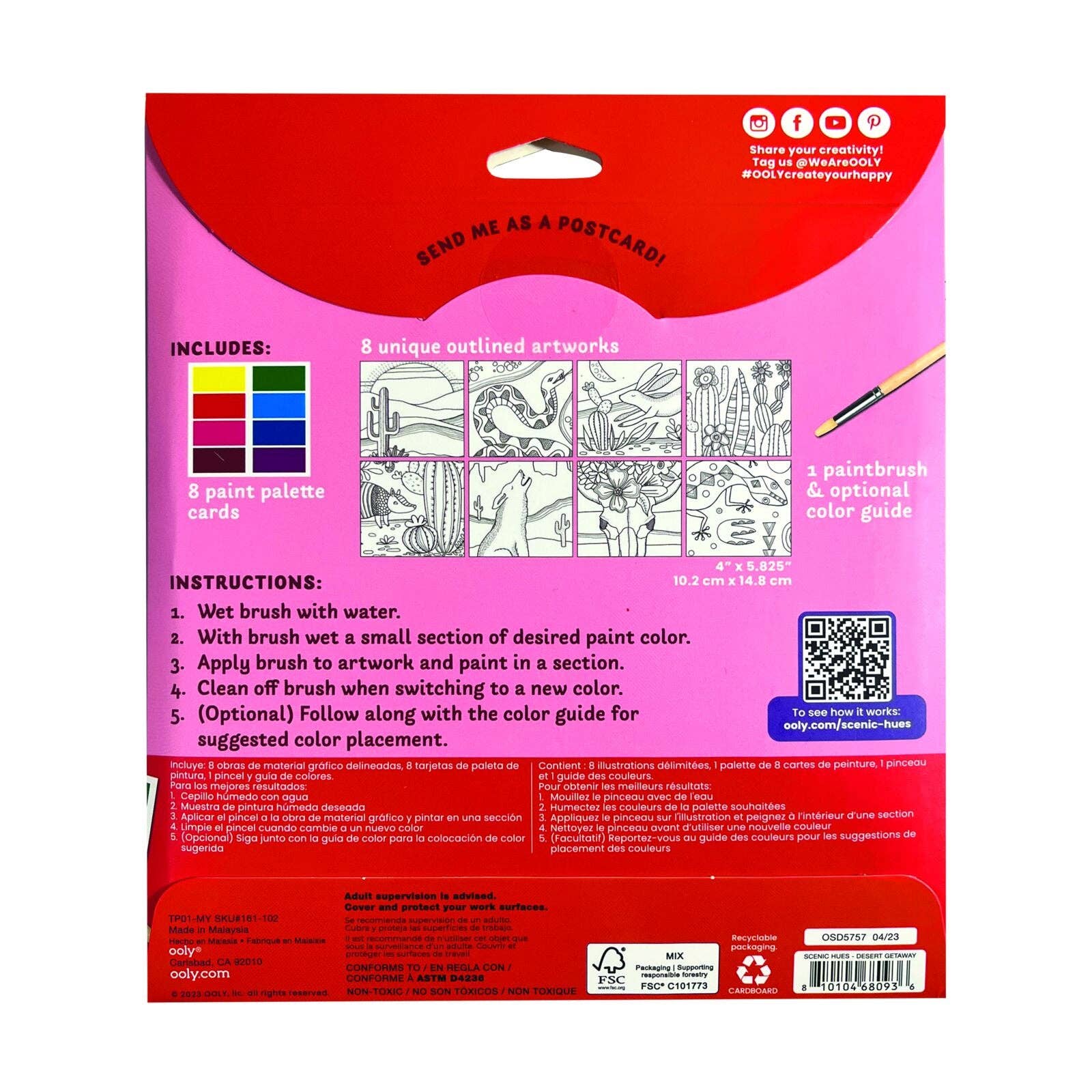 OOLY - Wholesale DIY Craft Kit - Scenic Hues: D.I.Y. Watercolor Art Kit - Desert Getaway (171