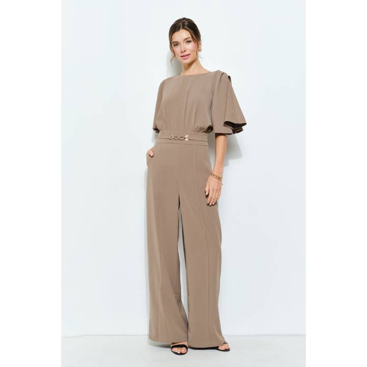 INA - Wholesale Romper - Women's - Flutter Kimino Sleeve Buckle Detail Wide Jumpsuit25