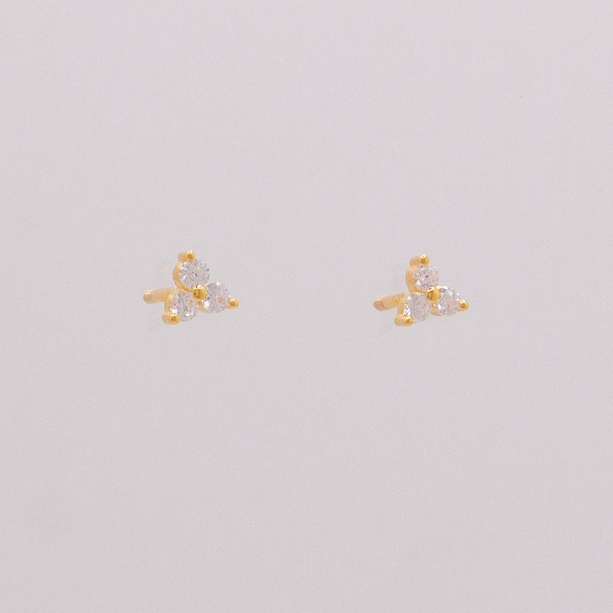 TPAIGE Jewelry - Wholesale Stud/Post Earrings - Earrings 14k gold vermeil Trinity CZ Ball Screw Back Studs1