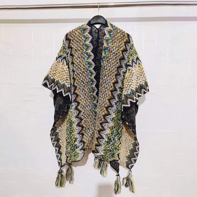 Rosa Clothing - Wholesale Kimono - Women's - Western Colorful Pop stripe Crochet Cardigan kimono shawl18