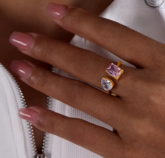 HoopLa - Wholesale Multi-Stone Ring - Lilly Collection- Beyond Finger ring- Open band-CZ Multi6