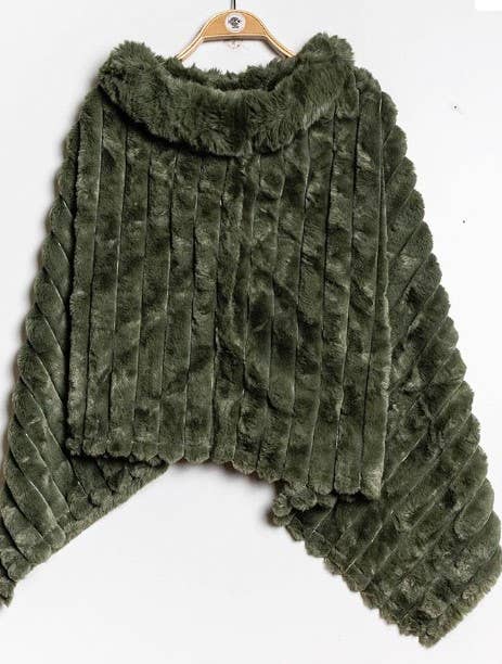 LOOWIE - Wholesale Poncho - Women's - 068 Poncho Striped Fake Faux Fur Loowie0