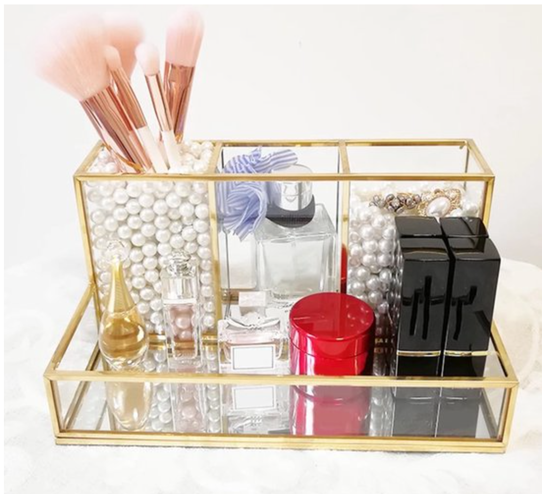 Emilie collection – Engroshandel Makeup opbevaringsboks – Makeup-organizer guld0