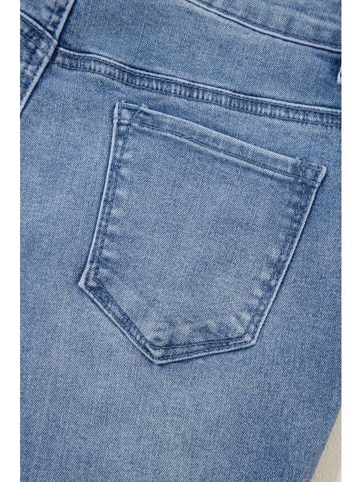 Ashleigh Blue Acid Wash Distressed Wide Leg High Waist Jeans for wholesale on Faire6