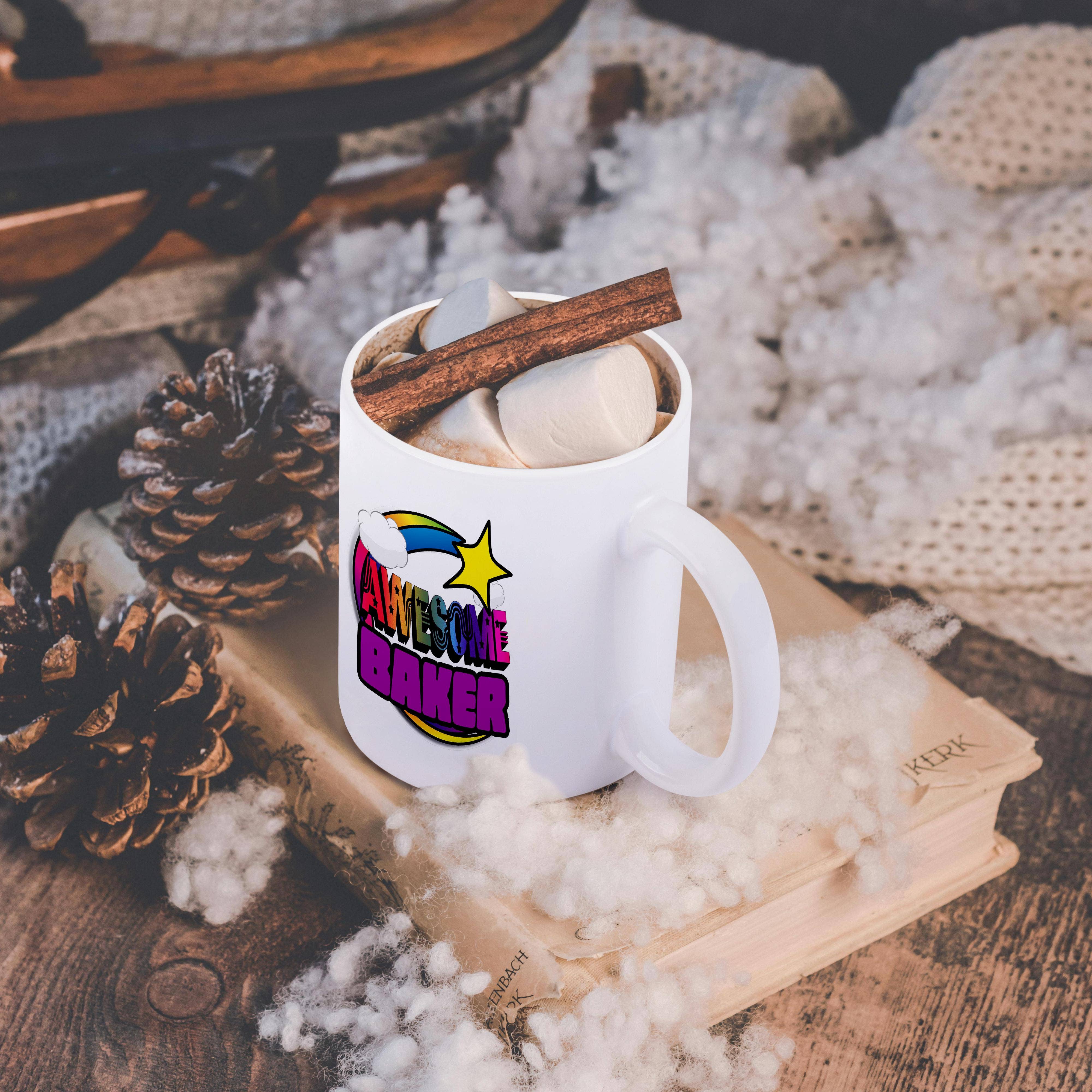 3dRose - Wholesale Coffee Mug - 3dRose, Shooting Star Rainbow Awesome Baker, Mug11