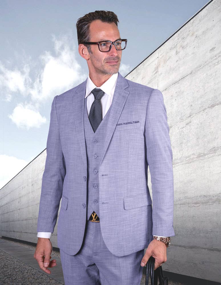 Statement Clothing - Venta al por mayor Conjunto de vestir - Hombre - Traje de hombre ajustado Lazaro de 3 piezas en color sólido10