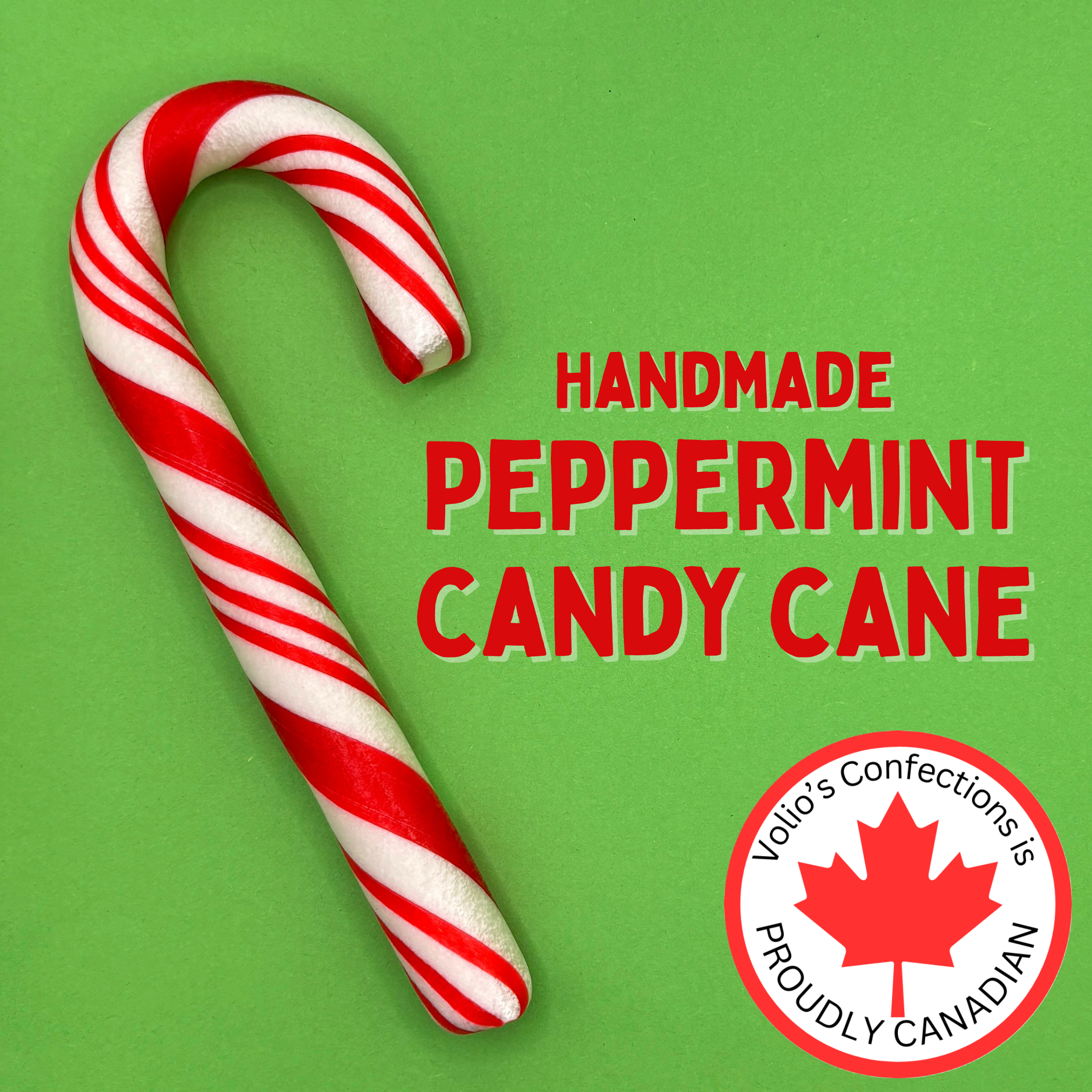 Volio’s Confections - Wholesale Candy Cane - Peppermint Large Handmade Candy Canes - Case of 10  0