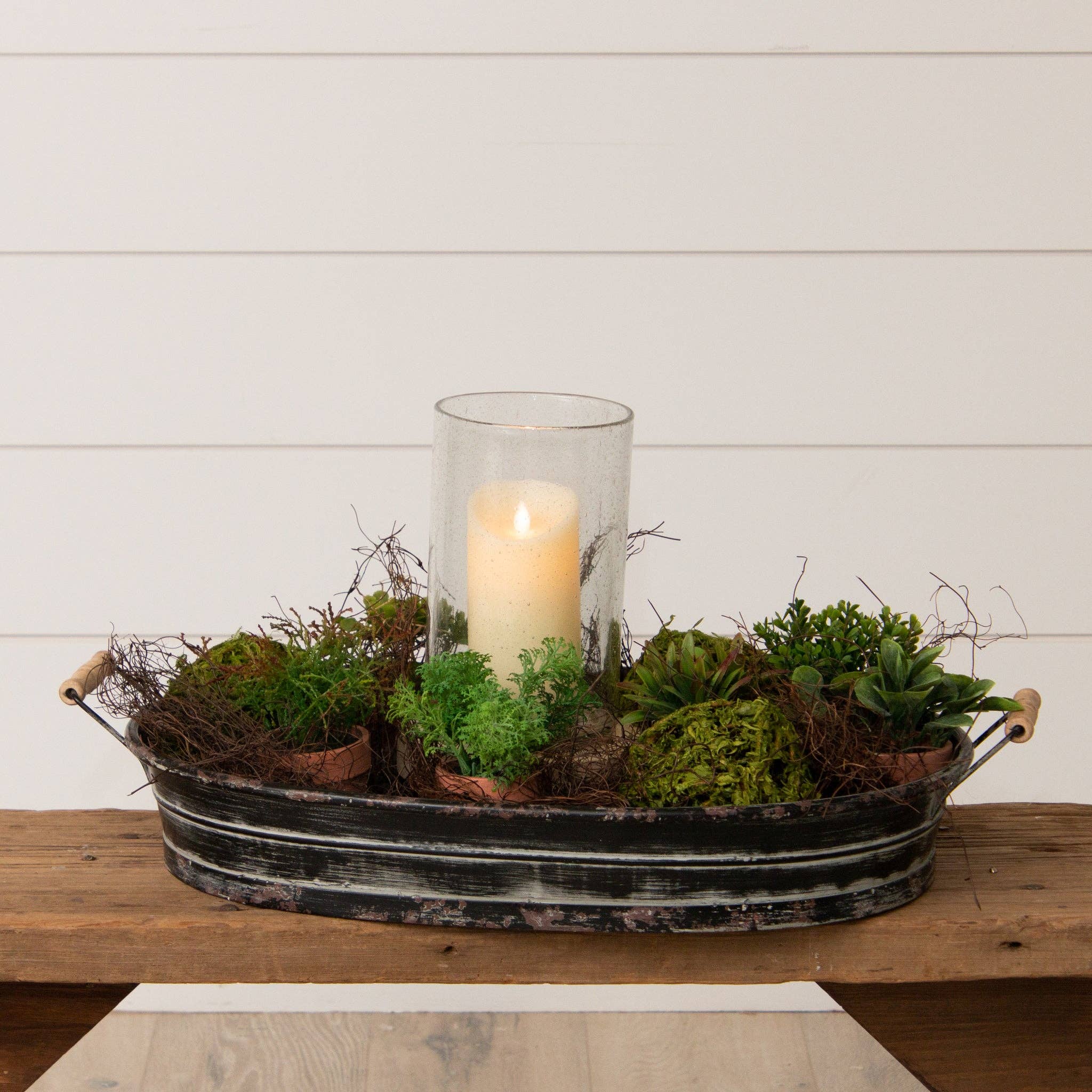 Audrey's Home & Gift - Wholesale Decorative Tray - Distressed Black Metal Tray With Handles (PC)4