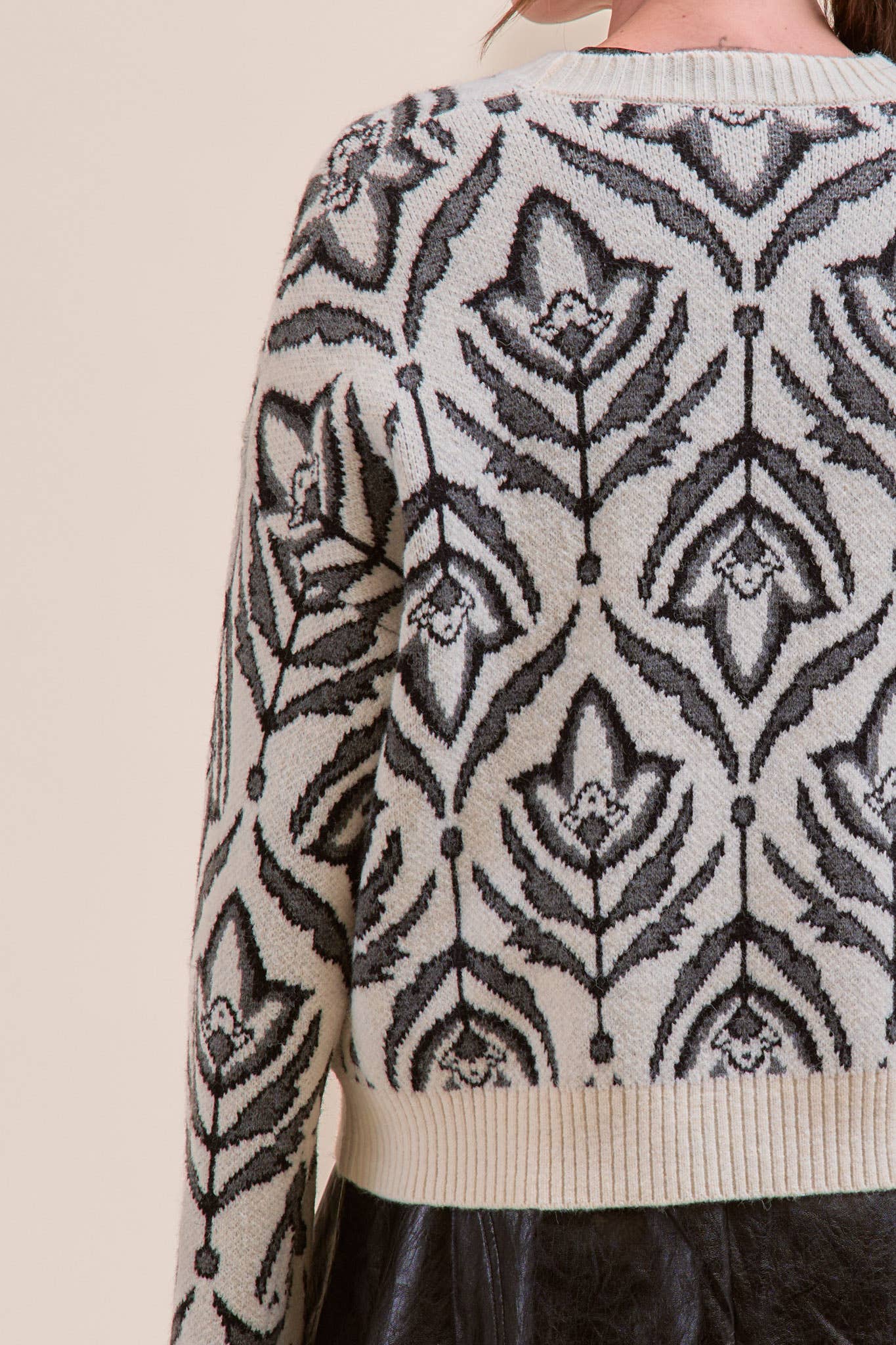 &MERCI - Wholesale Knit Sweater - Women's - FLORAL PATTERN KNIT SWEATER MSW110953