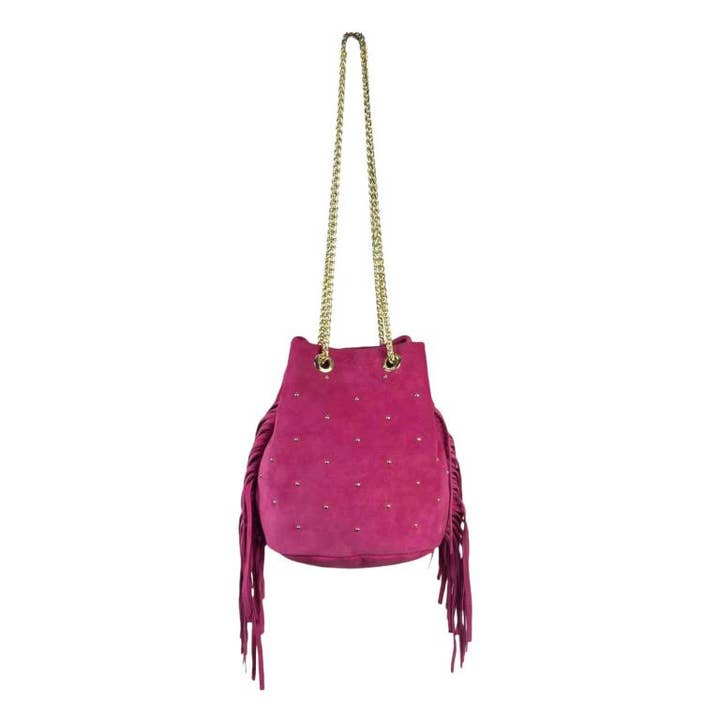 Chenson & Gorett - Wholesale Shoulder Bag - Women's - Women's Leather Bag with Side Fringe and Studs. Sales14