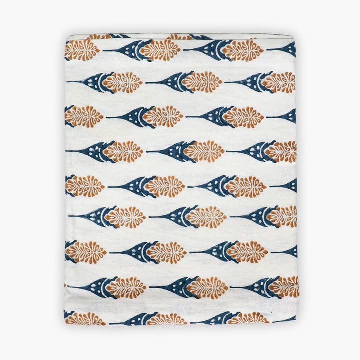 Bahaar håndtrykt bordløber - Ingefær & Blå for engroshandel hos Banyan & Birch | Artisanal Home Linens