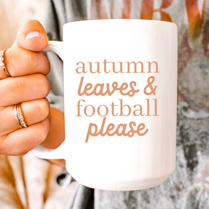 Autumn leaves and football please mug, Fall mug, Fall decor for wholesale by Mug and Mini