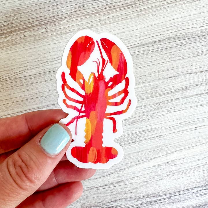 Gert & Co - Wholesale Sticker - Red and Yellow Lobster Sticker, 1.75" x 3" | Maine Sticker1
